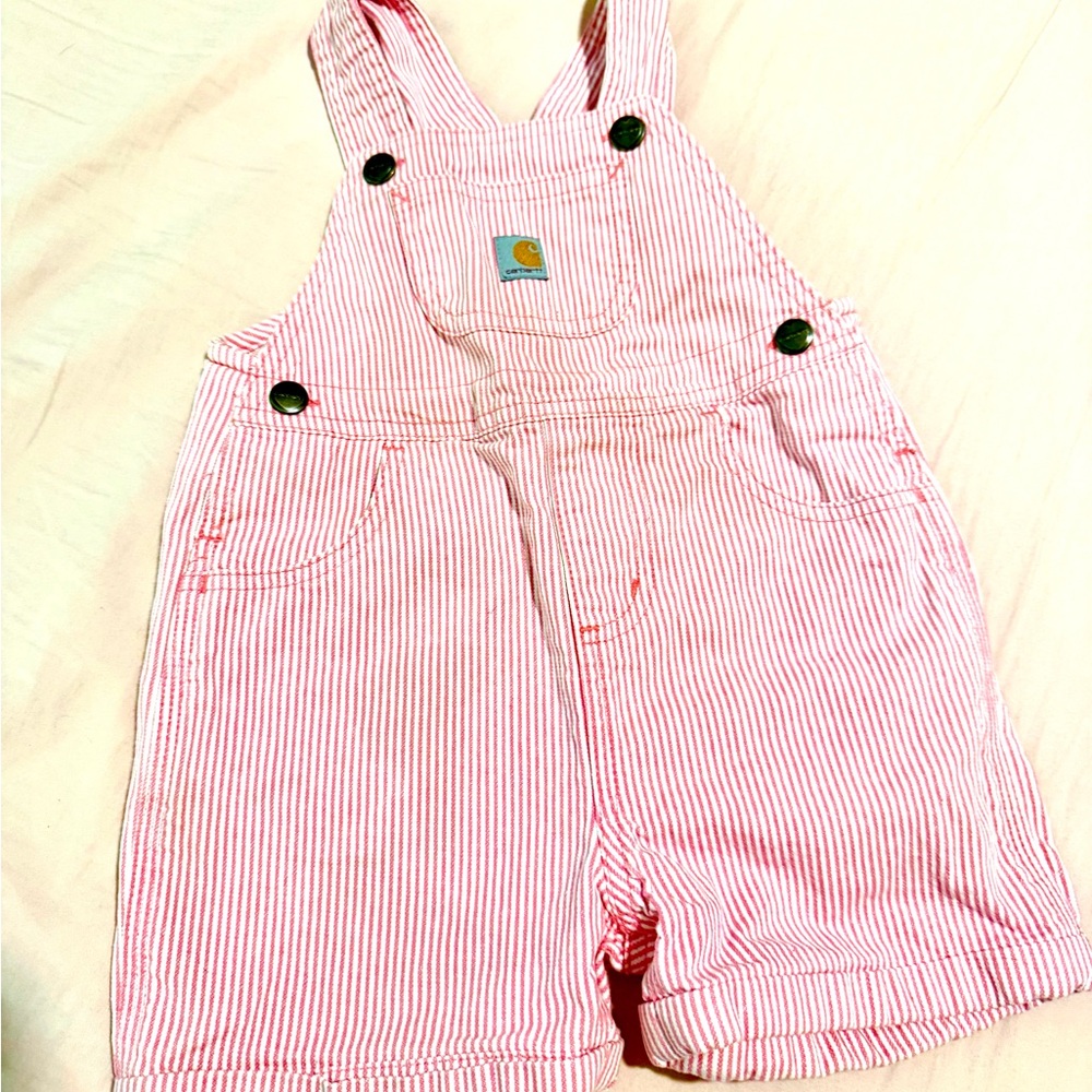 Carhartt Pink Striped Kids Overalls shorts